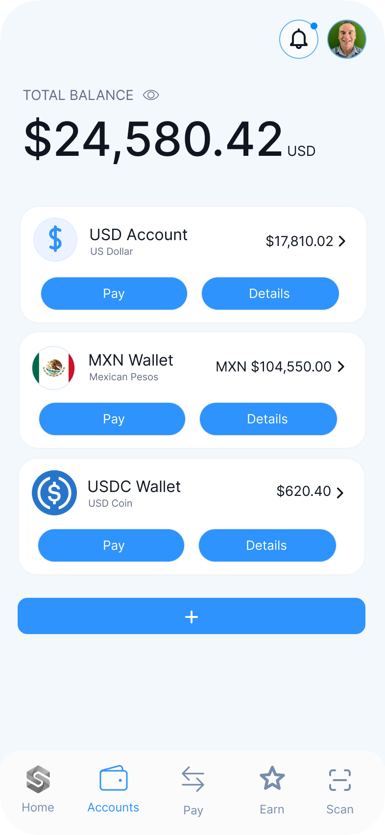Scurry personal account screen